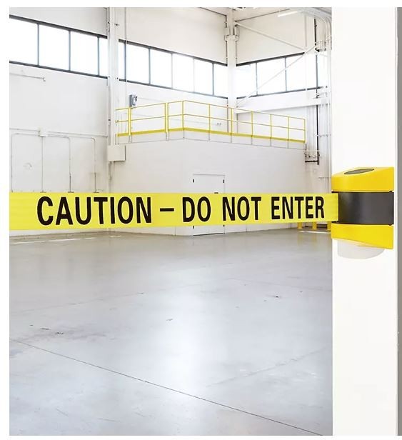 15ft Retractable Belt Barrier - Wall Mount - CAUTION  DO NOT ENTER - Yellow
