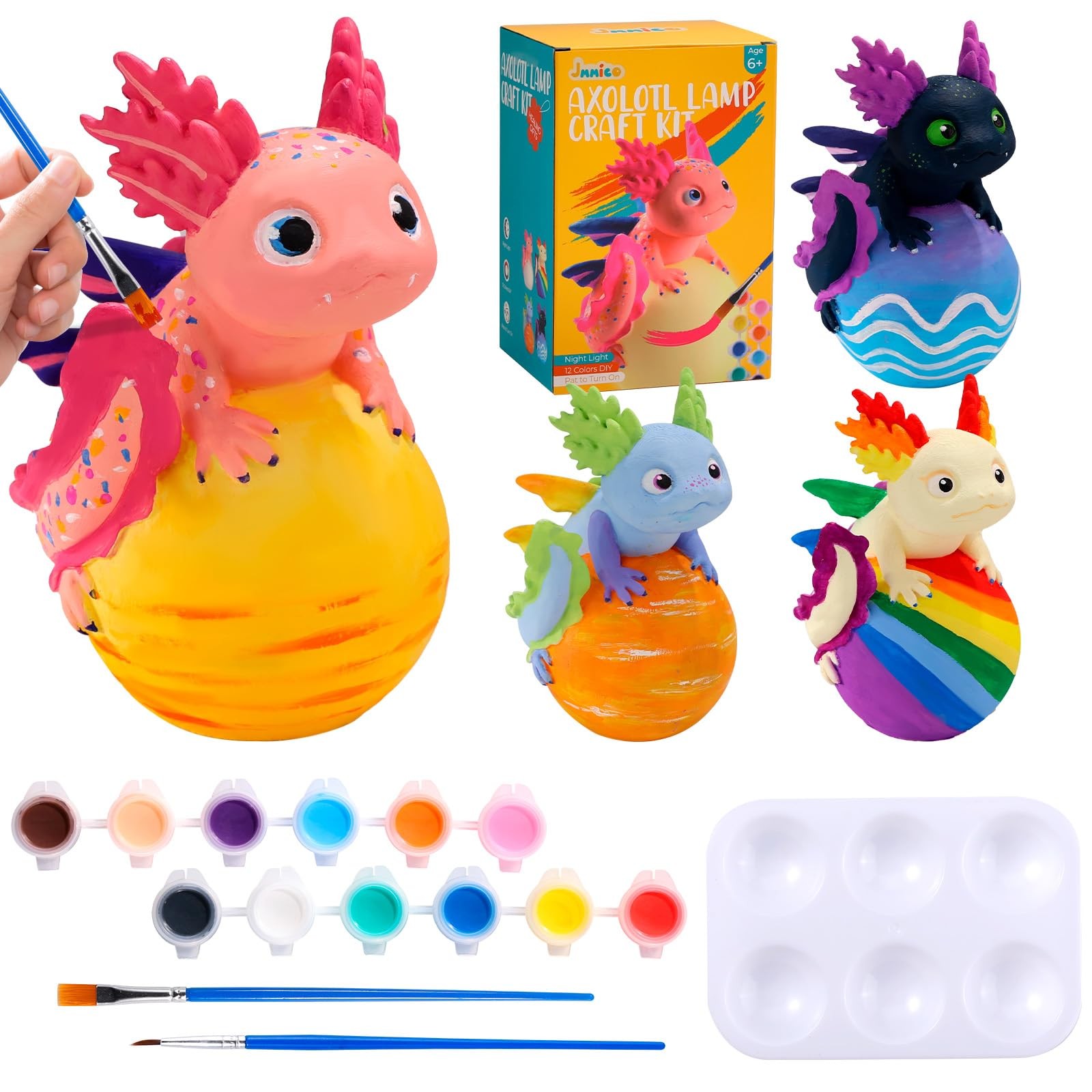 Paint Your Own Axolotl Lamp Kit, Axolotl Crafts Night Light, Arts and Crafts ...