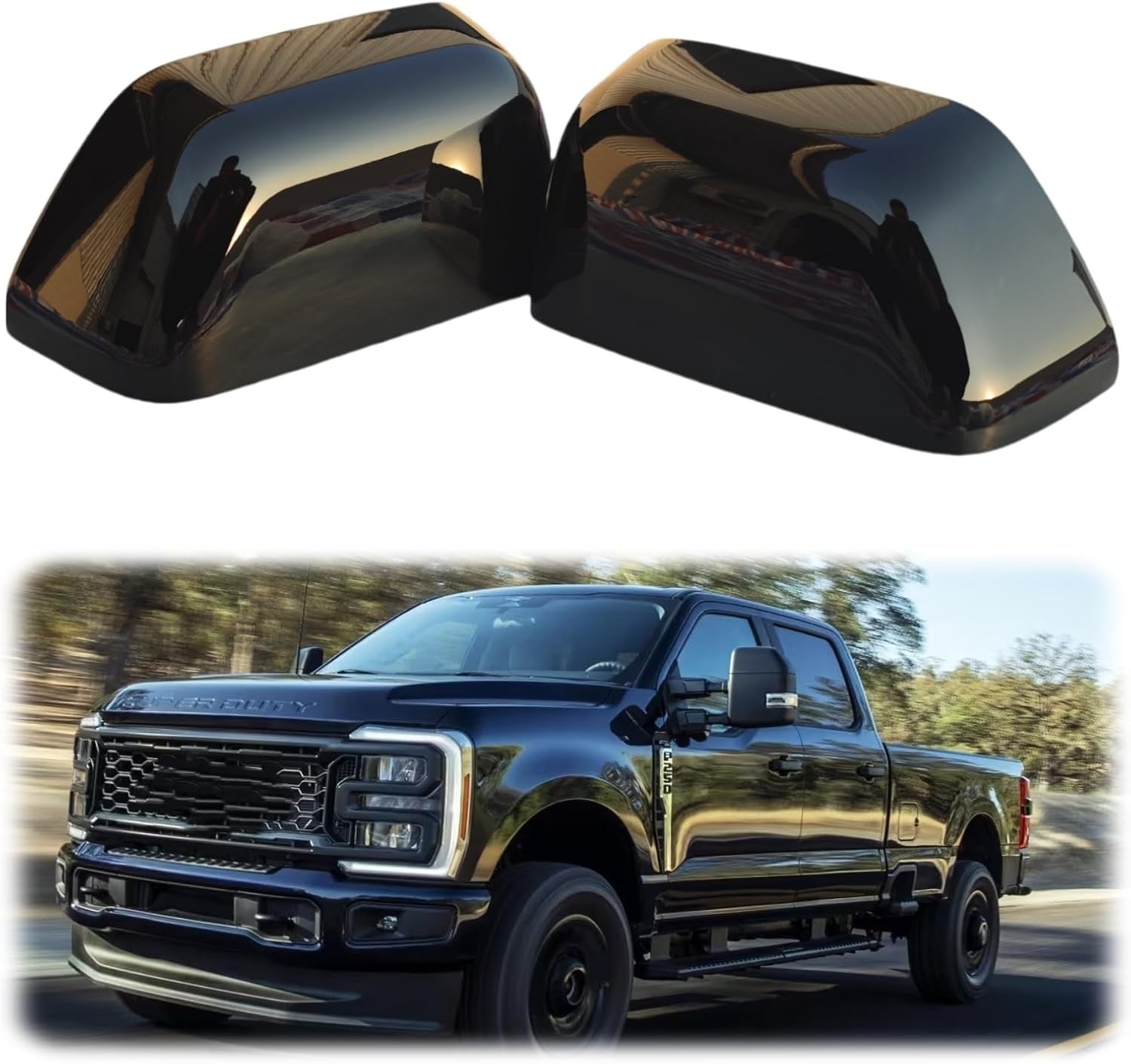 Mirror Cover Caps Fit for 2017-2024 Ford F250 F350 F450, Super Duty Towing Truck