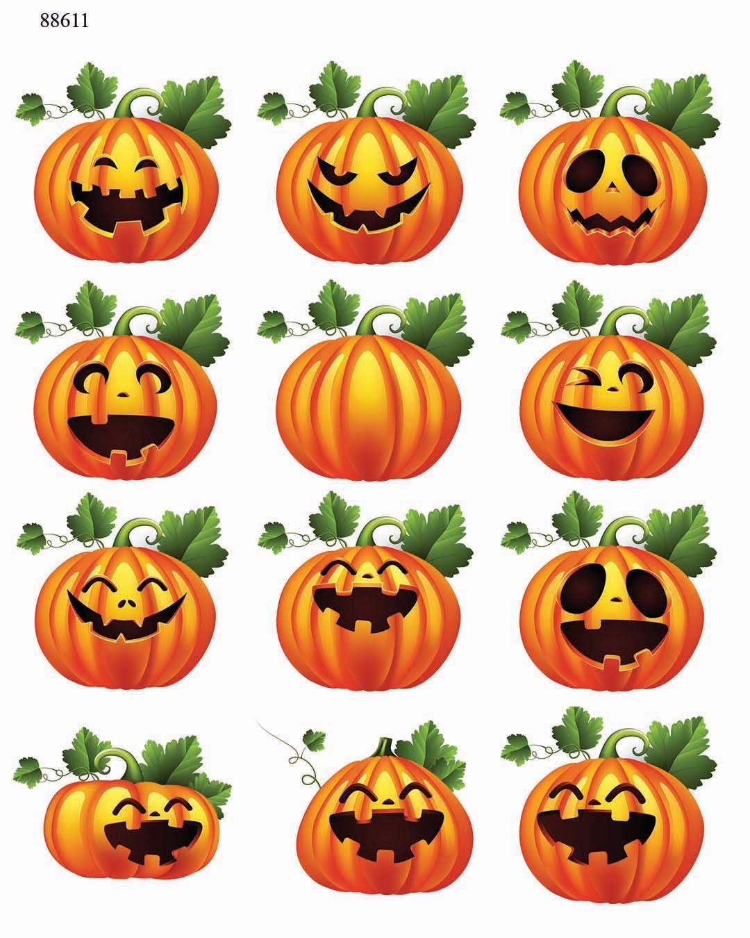Faces of Halloween Pumpkins - Ceramic Decals- Enamel Decal  - Glass Decal- 88611