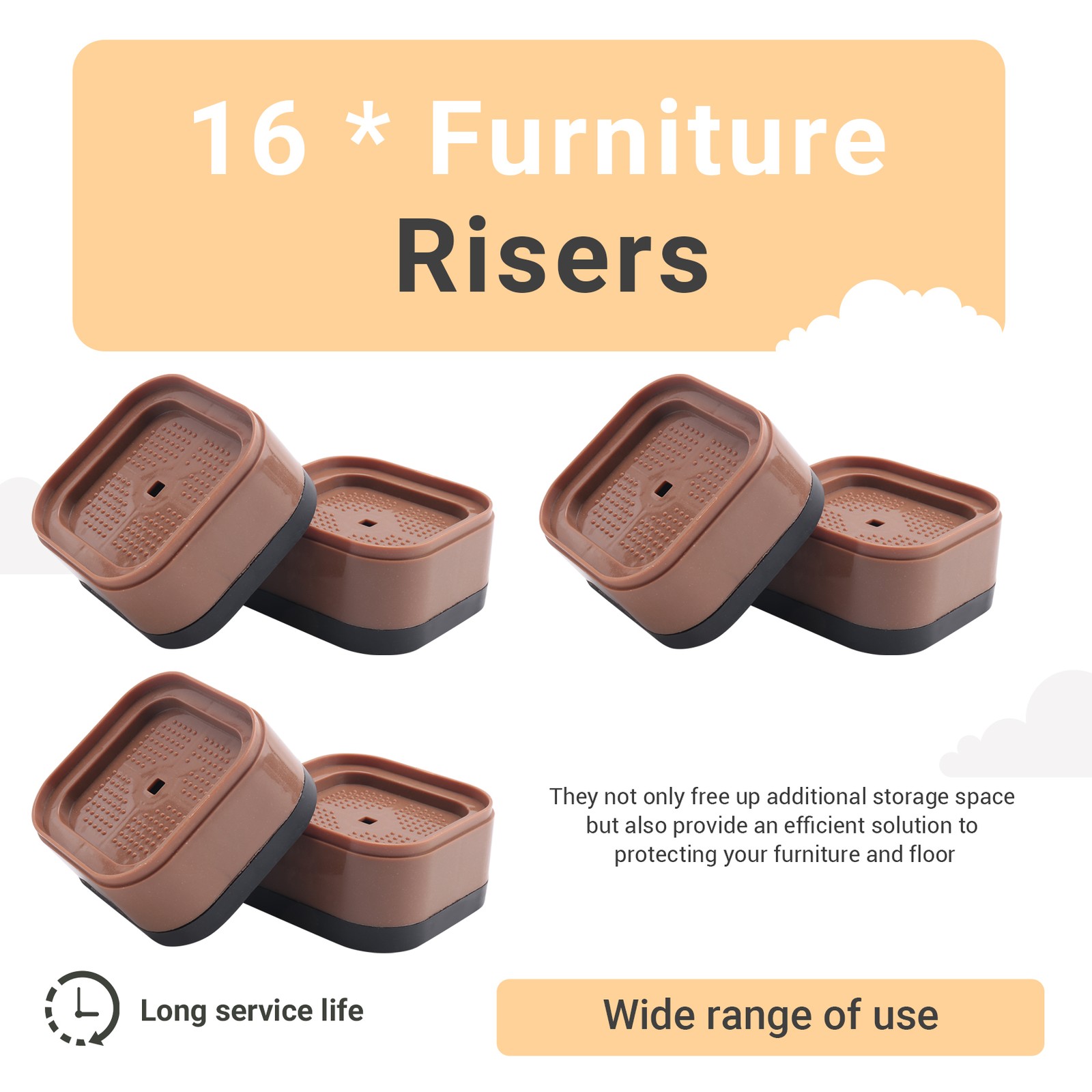Furniture Risers Adjustable Bed Risers Desk Leg Risers 1.38Inch Stackable9907