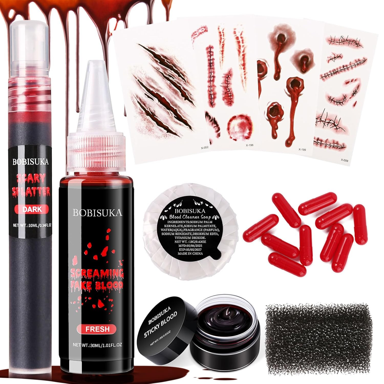 Halloween Fake Blood SFX Makeup Kit – Fake Blood Spray, Dripping Blood, Coagulat