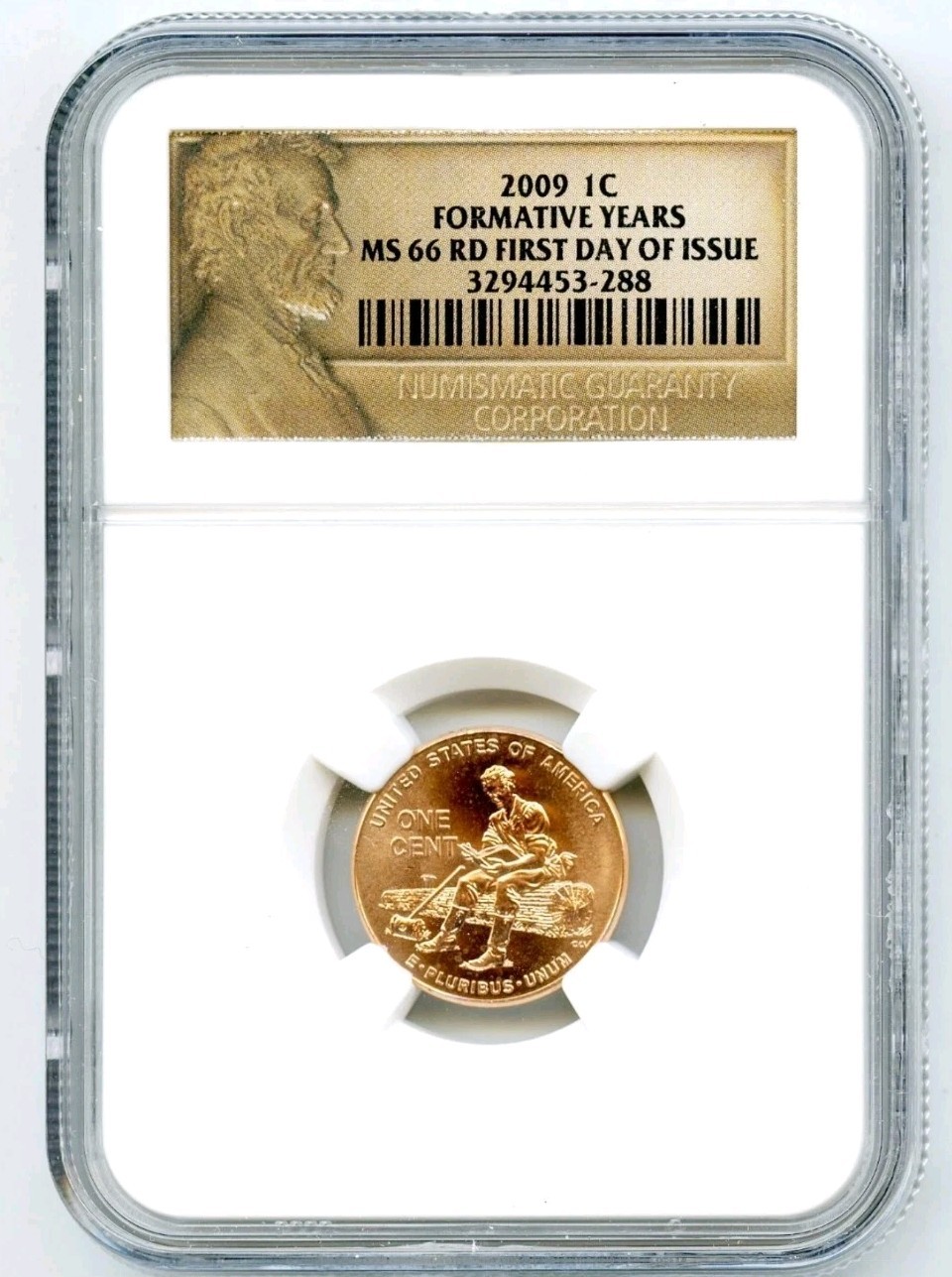 2009 US 🗽 Lincoln 🪓 Formative Years Cent Penny NGC GRADED MS66RD 1st Day Issue
