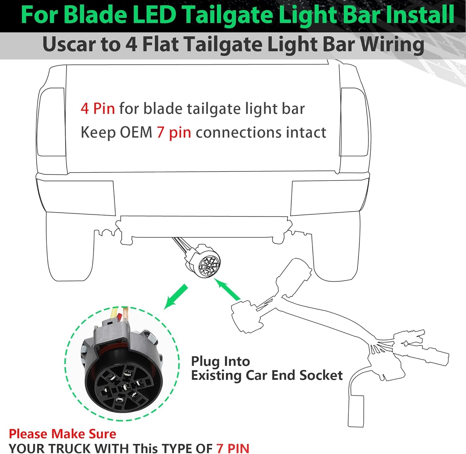 Connect Adapter for Tailgate Light Bar LED Redline Amber Turn Signal Reverse