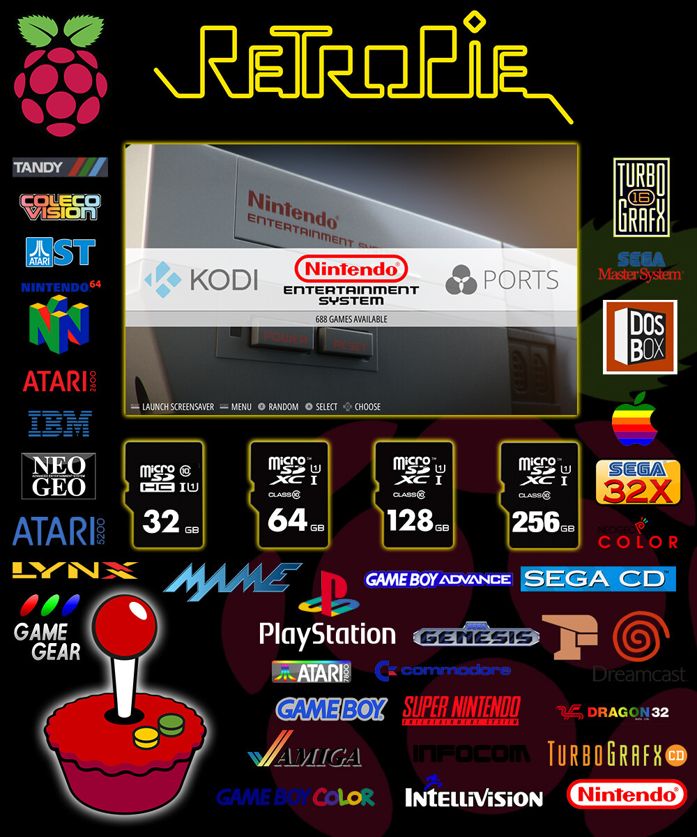 RetroPie 4.7.1 EmulationStation for Raspberry Pi Class 10 Micro SD