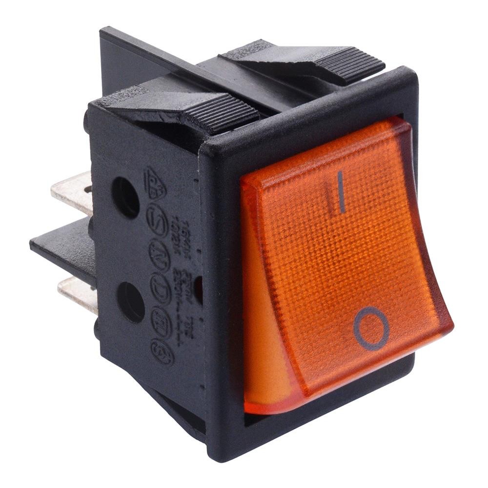 Orange On-Off 110V illuminated Rectangle Rocker Switch DPST 16A