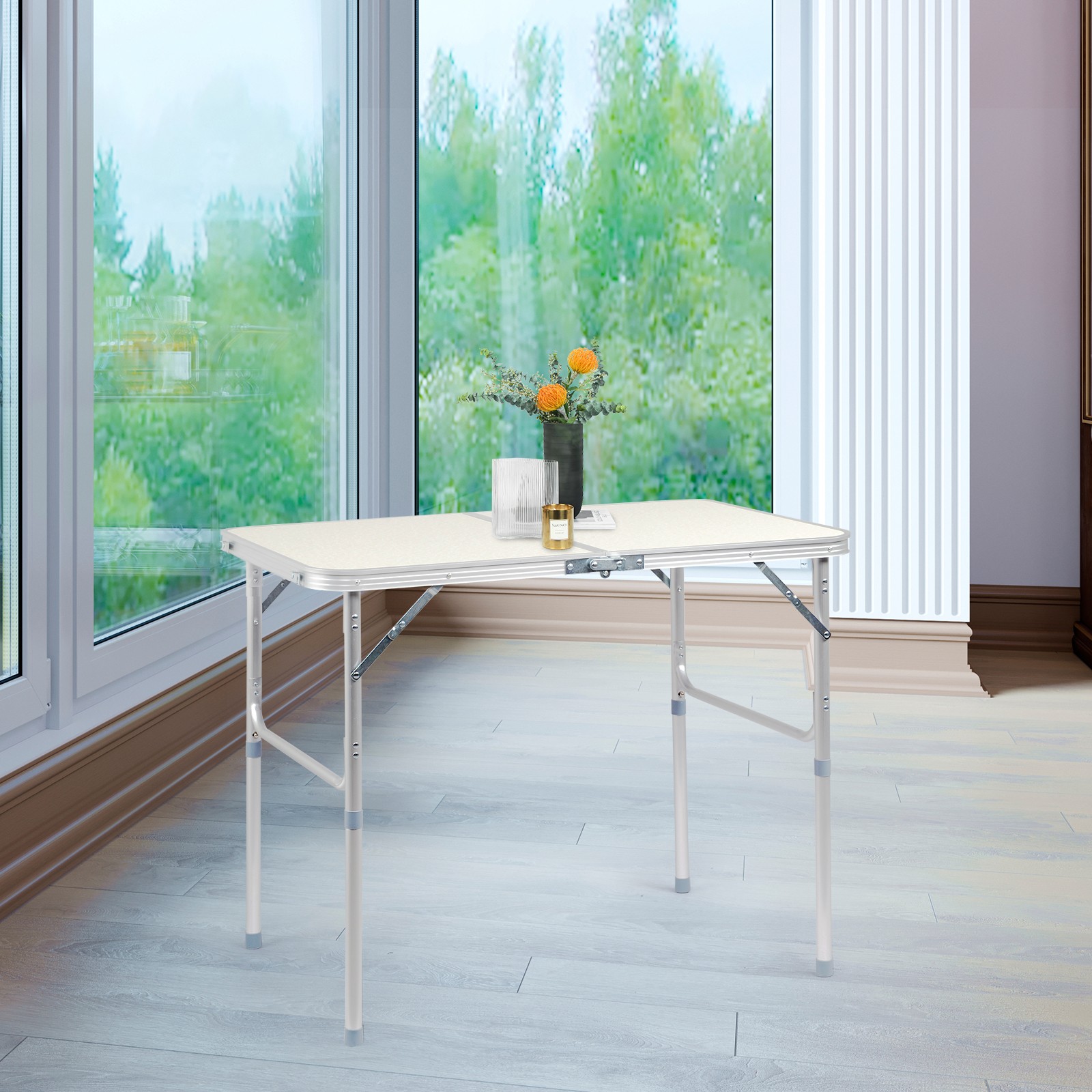 Outdoor Aluminum Folding Table 2.3/3/6 FT White Garden Camping Patio Portable