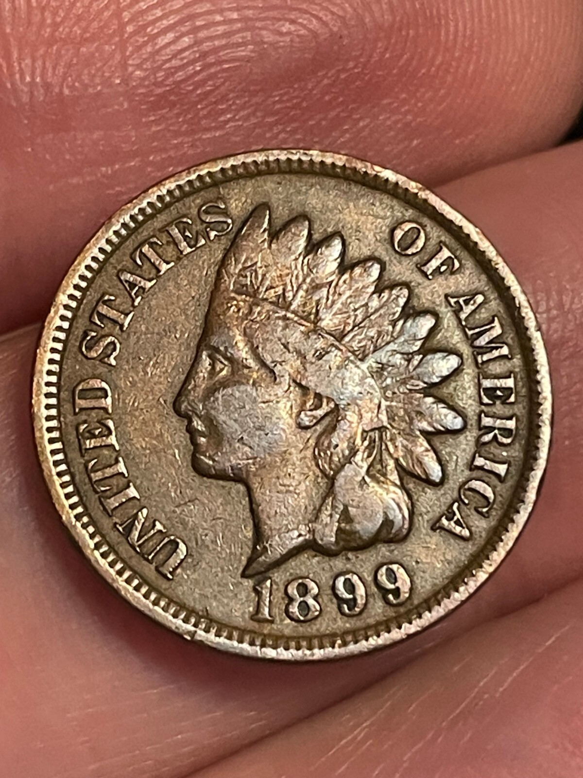 1899 Indian Head Cent Penny- Fine/VF Details