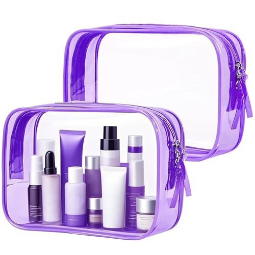 Pack Clear Travel Toiletry Bag, TSA Approved 6.7×4.7×2.4inches 2 Purple