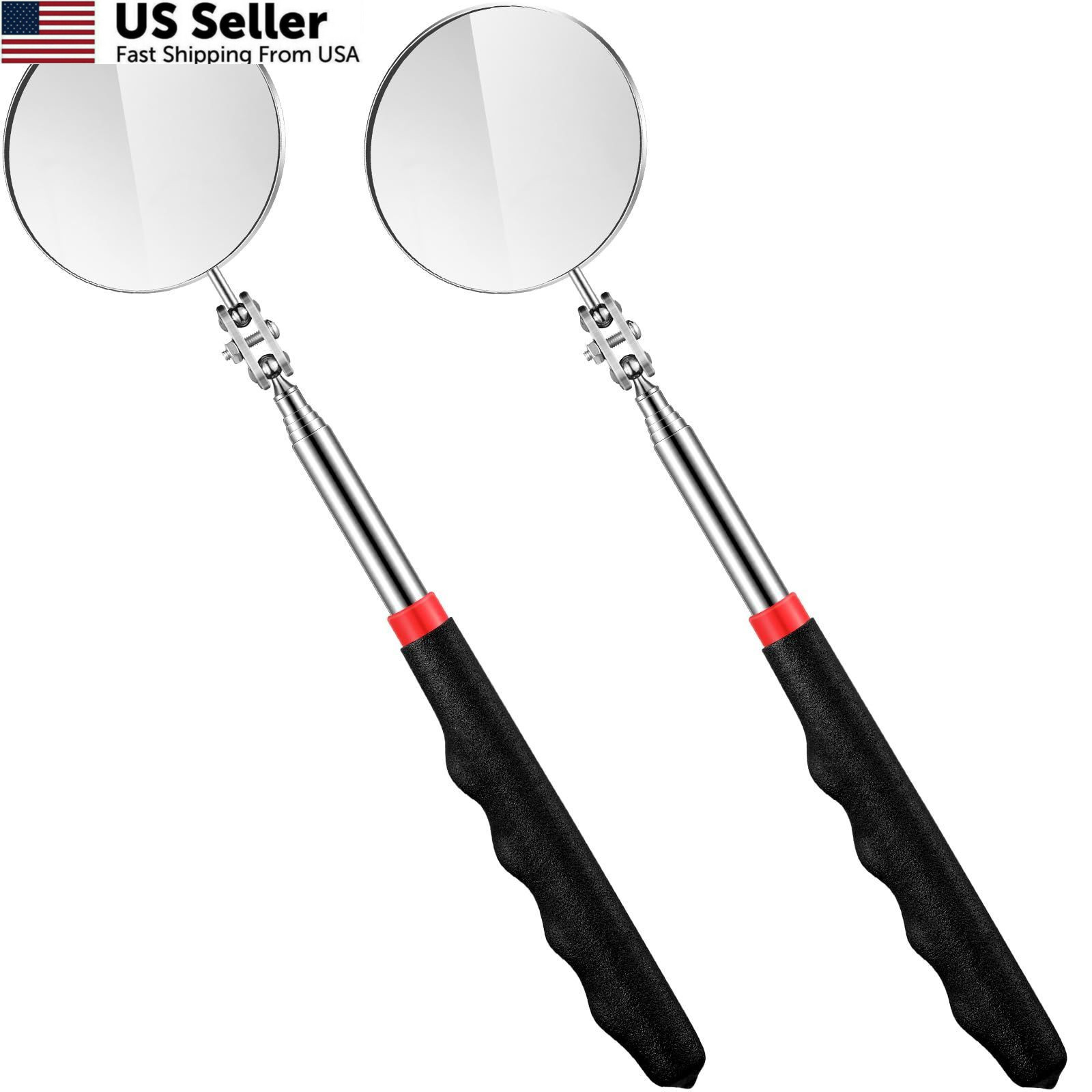 2-Pack Telescoping Inspection Mirror 29" Extendable Mechanics Tool Black & Black