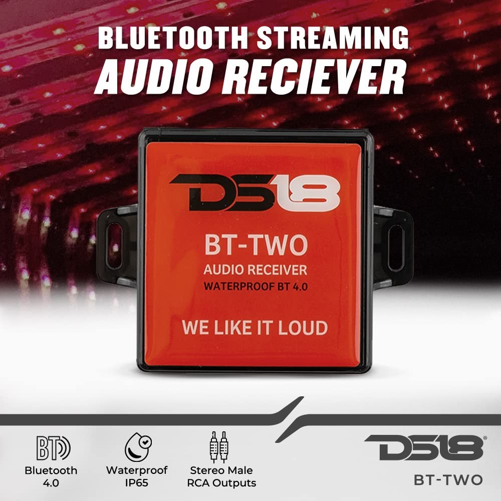 BT-Two Bluetooth Receiver - IP65 Waterproof Rated, BT 4.0, Small, Red