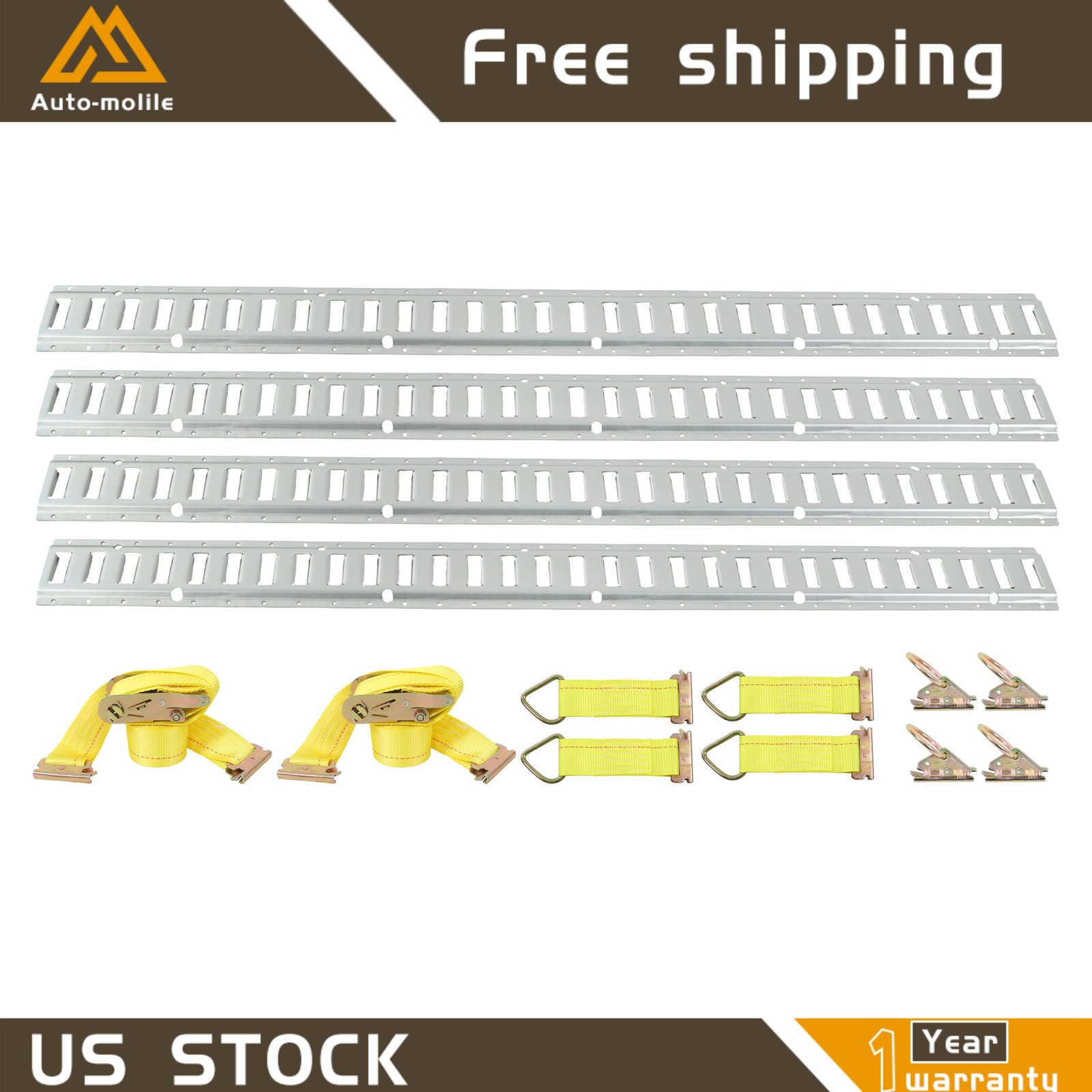 For Truck Trailer 14 Pack 5' E Track Tie Down Rail System Heavy Loads Durable