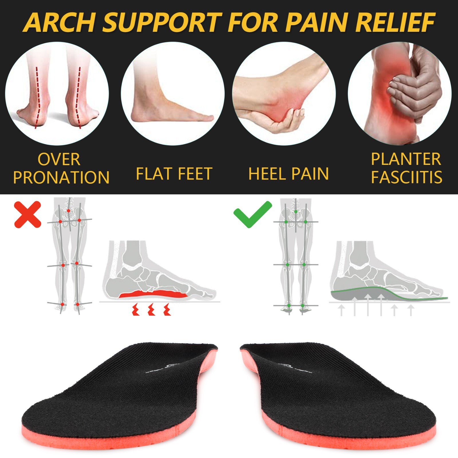 riemot Terry Cloth Sockless Insoles for Men Arch Support Barefoot Shoe Inserts