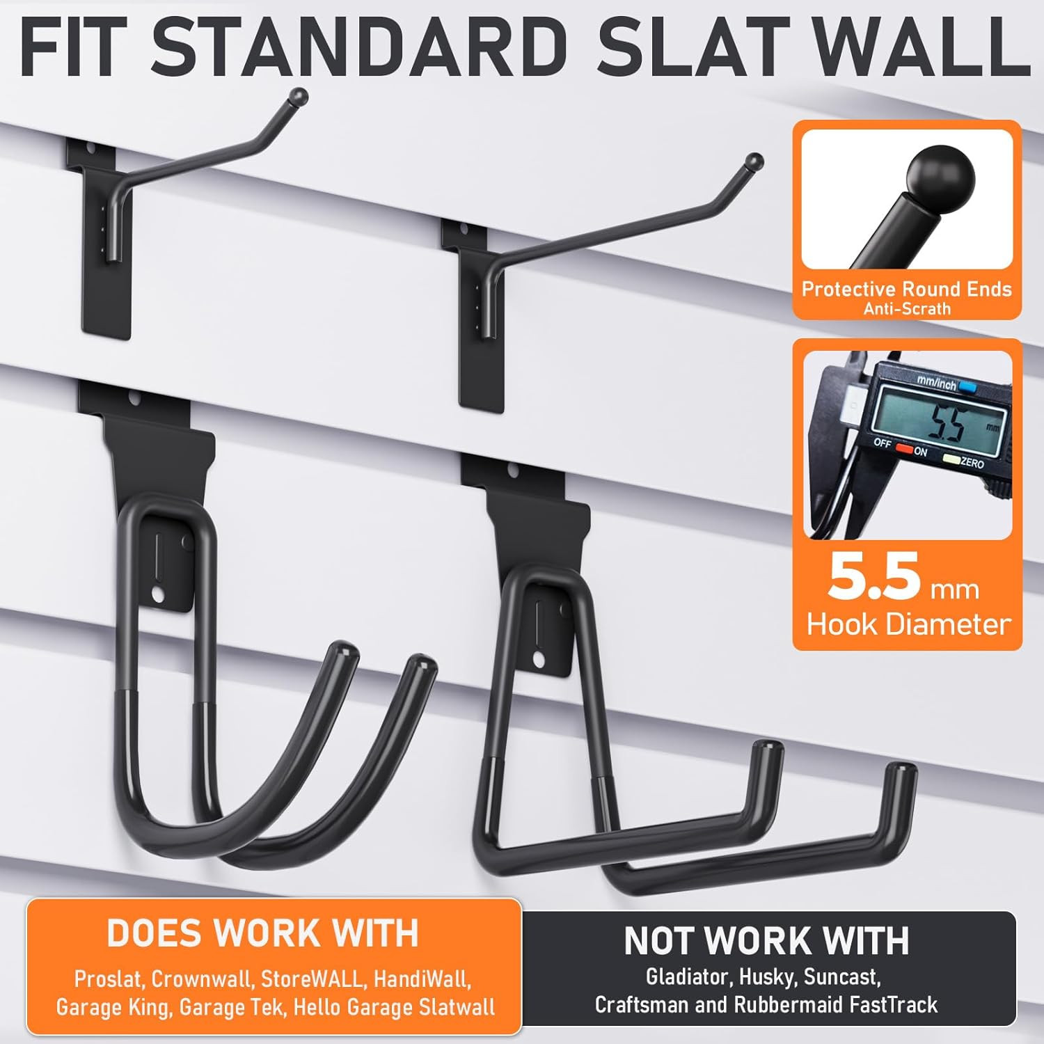 24 Pack Heavy Duty Slatwall Hooks, Black Slatwall Panel Accessories Assortment,