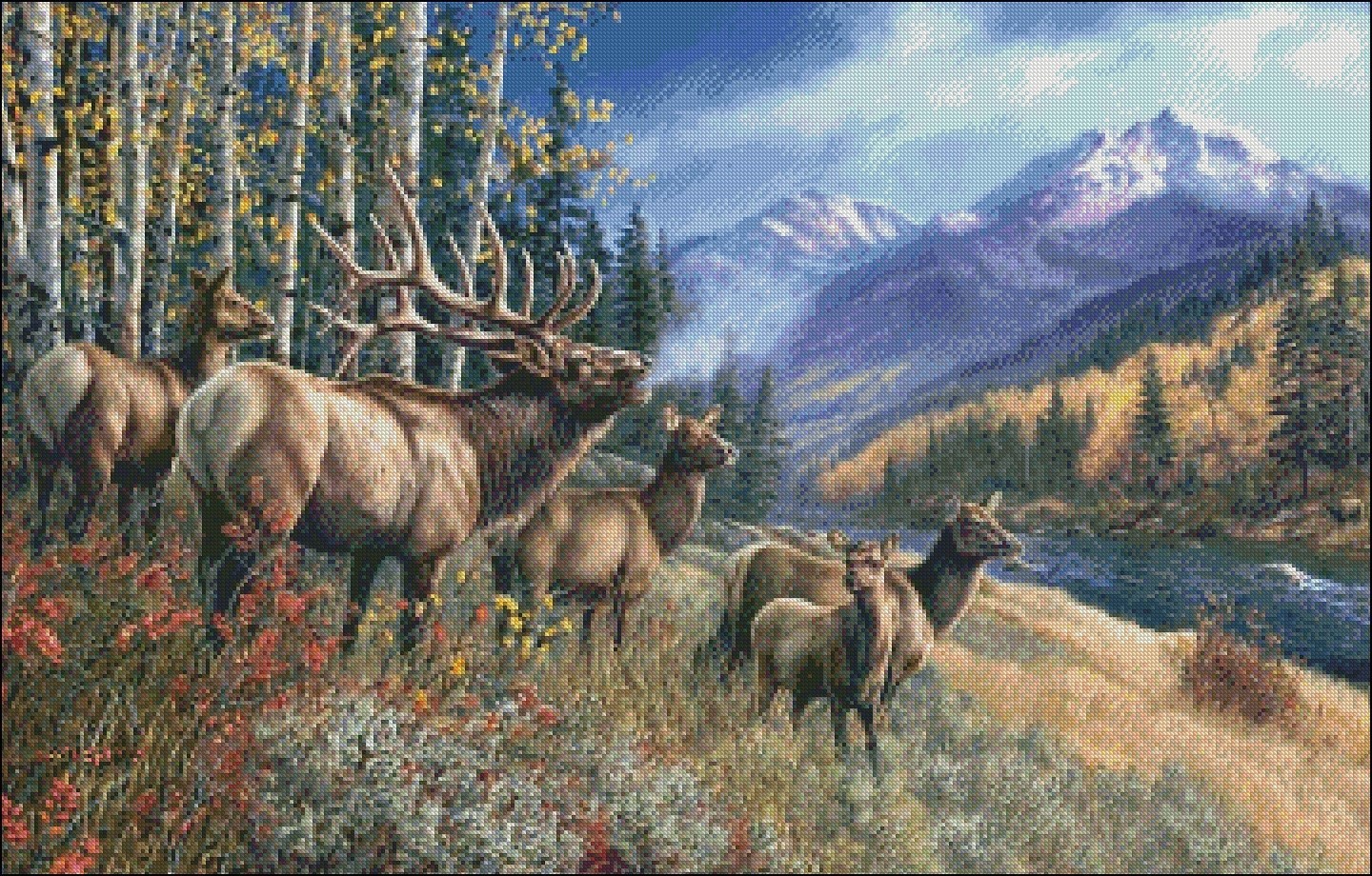Elk Anthem - DIY Chart Counted Cross Stitch Patterns Needlework Embroidery DMC