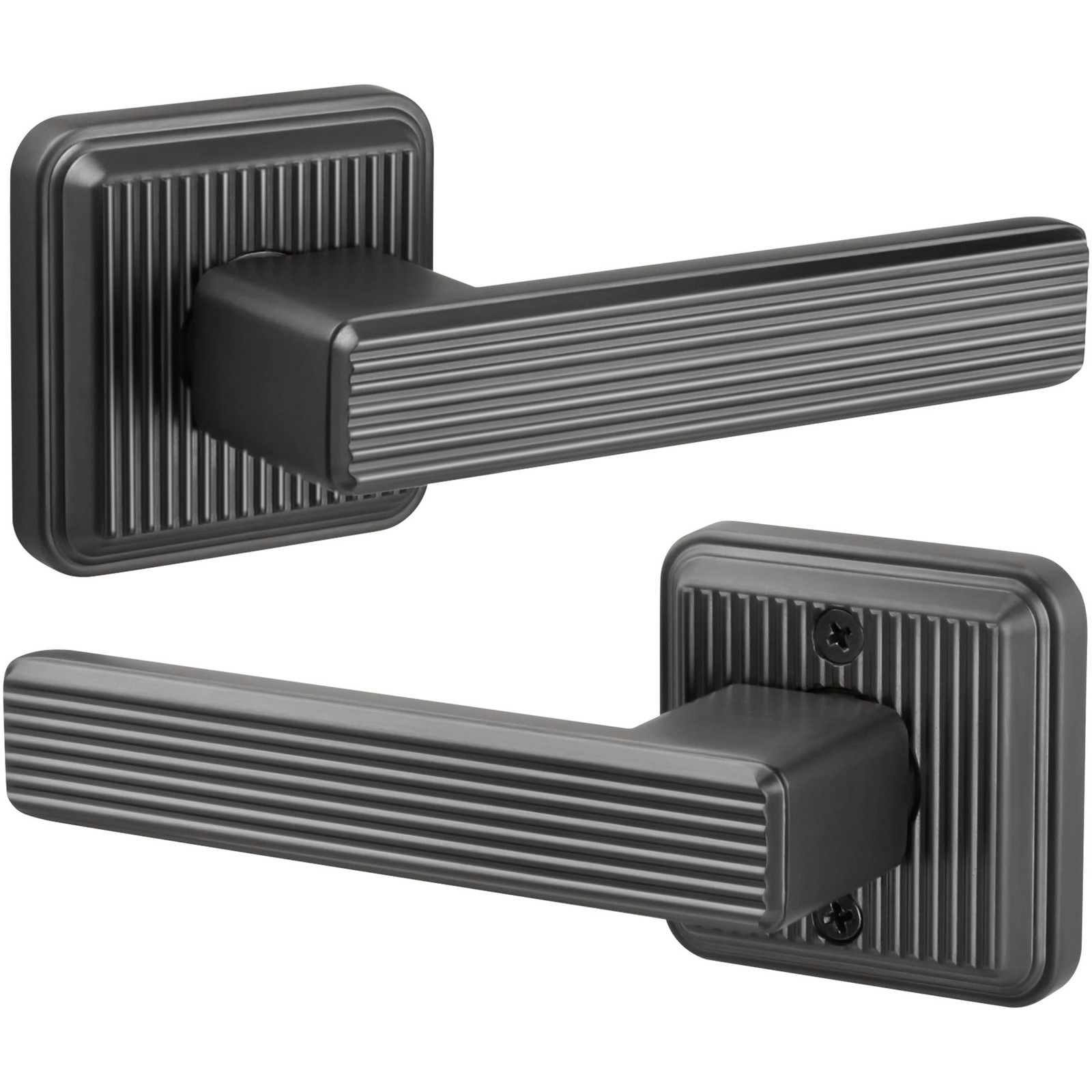 Square Stripes Style Passage Door Handle Non-Locking, Heavy Duty No Lock Door...
