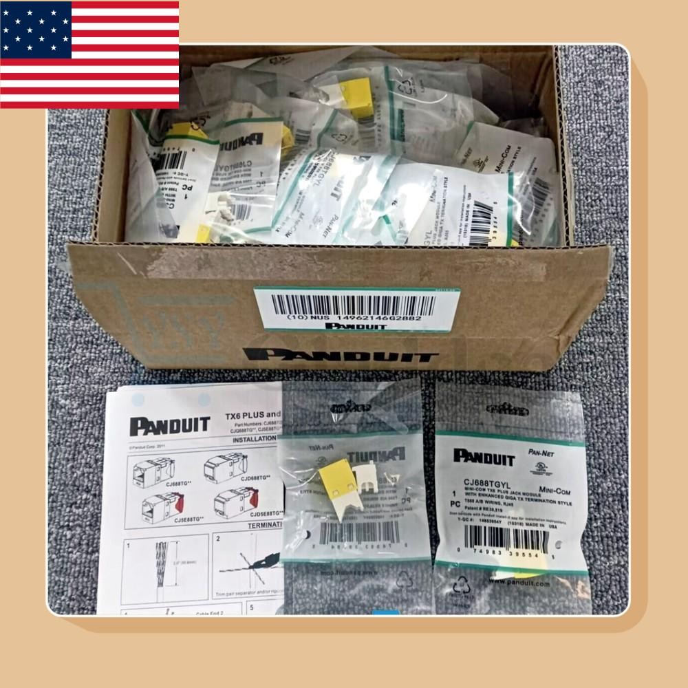 GENUINE Panduit CJ688TGYL BOX OF 50 Giga TX Cat6 jack yellow