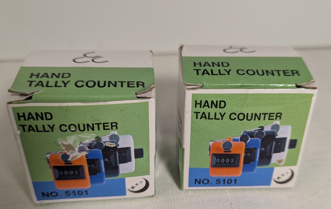 2 New 4 Digit Number Dual Clicker Golf Hand Tally Counter Plastic 5101