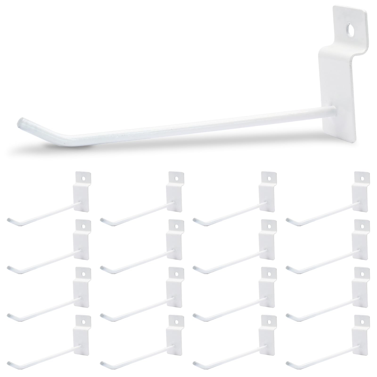 40 PCS White Slatwall Hooks 4 Inch Panel Metal Display Hanging Heavy Duty