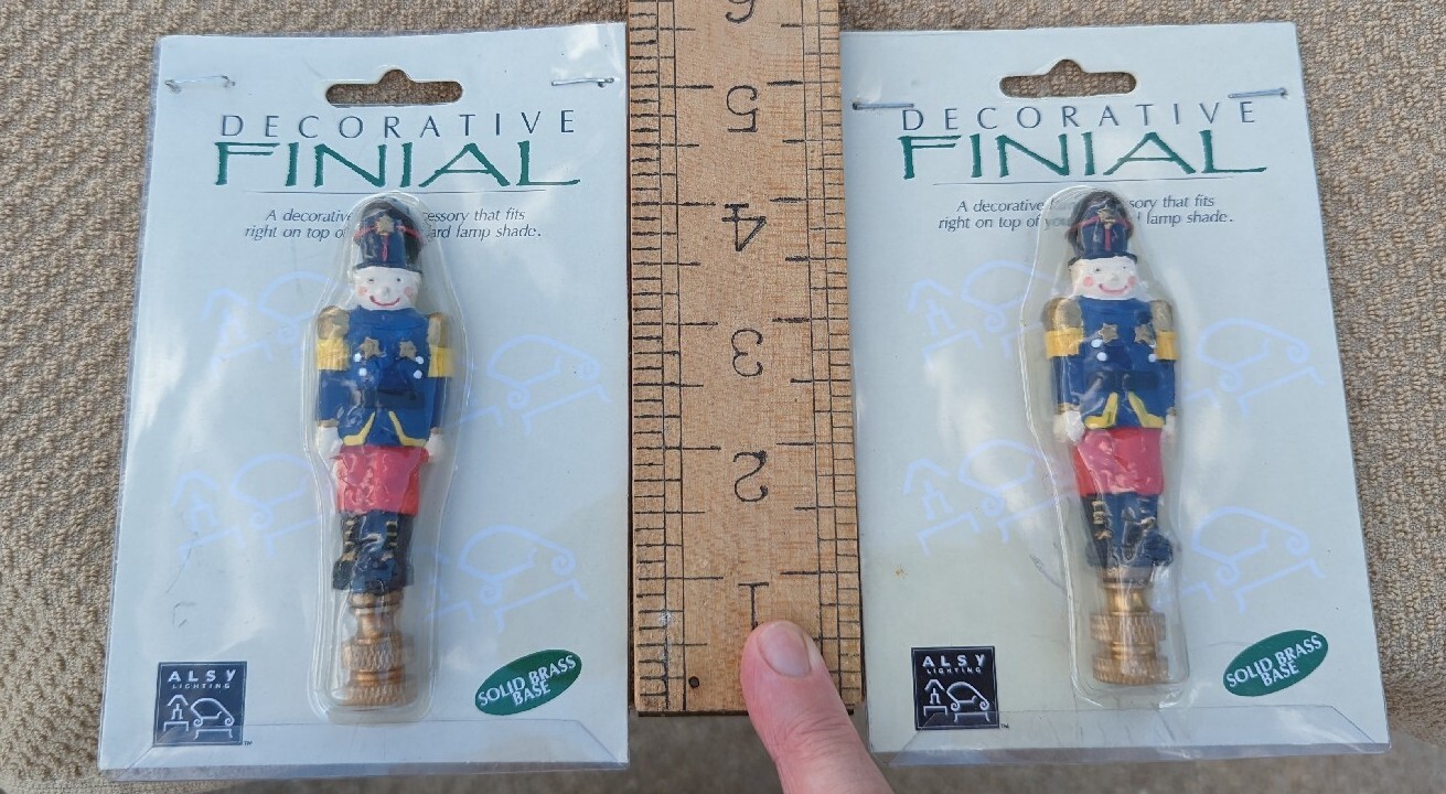 Nutcracker Lamp Finial Decorative SetOf2 Original Package Solid Brass Base aug23