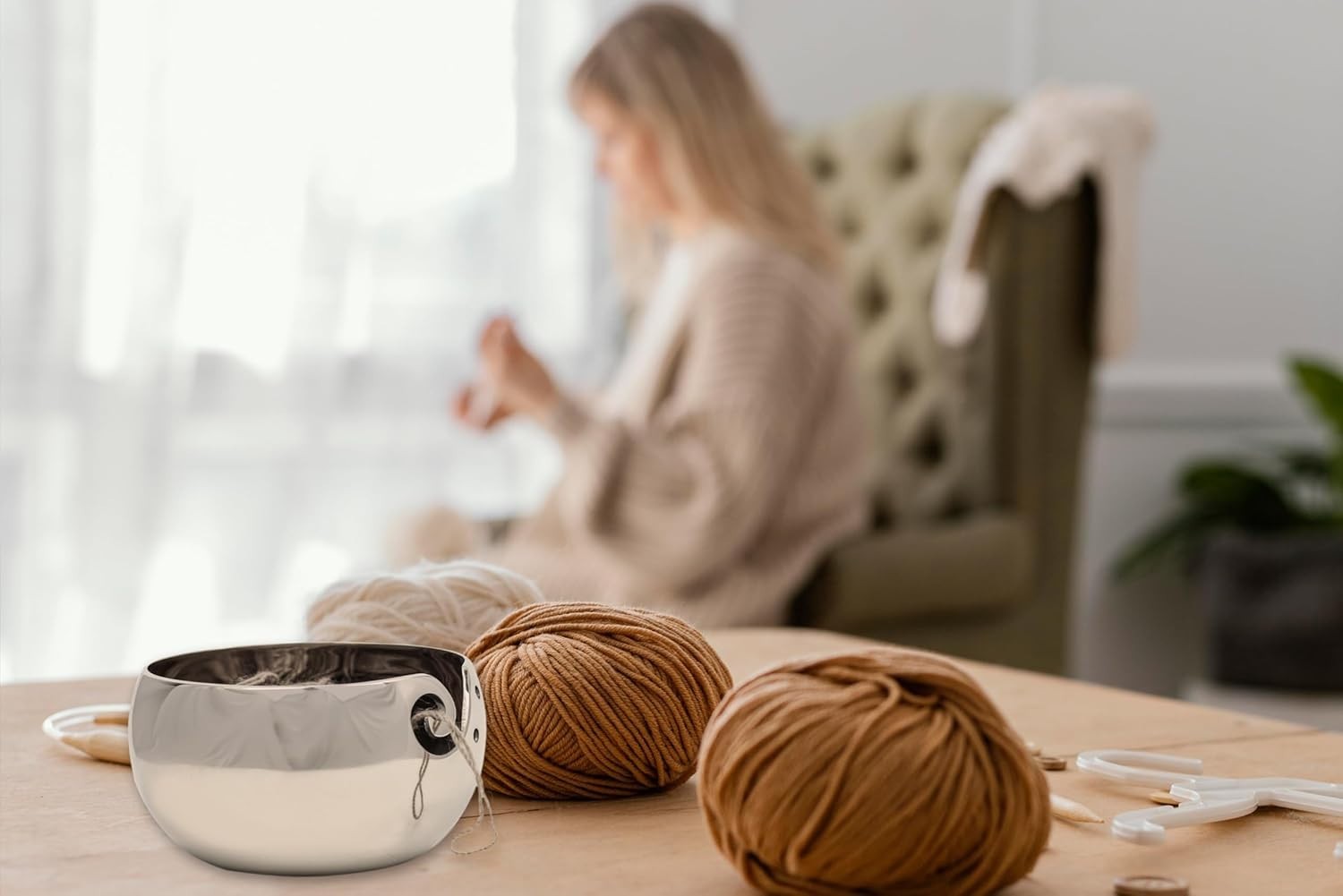 Quality Aluminum Yarn Bowl Large 7 Inch Silver Designed for Smooth Yarn Rolling