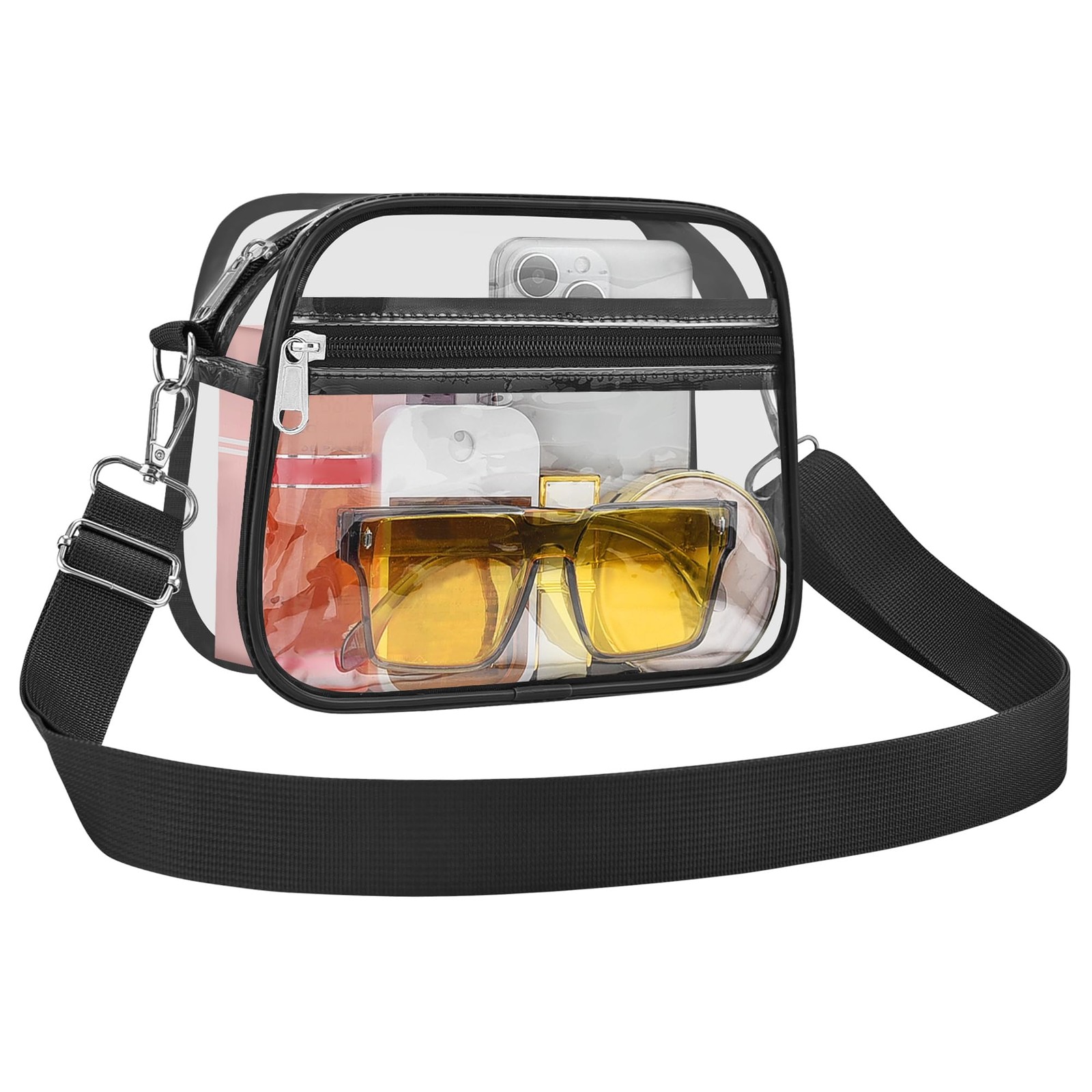 Clear Bag for Stadium Events Sports Fan Handbags Purses Medium, Black