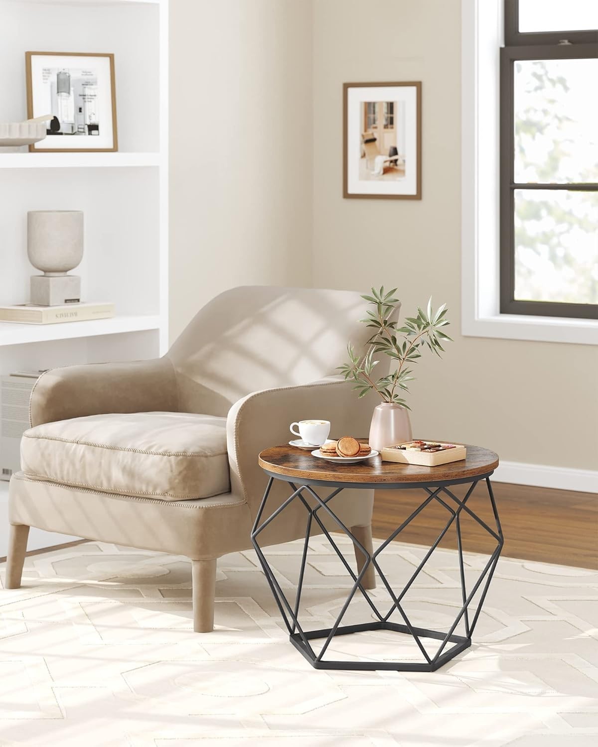 VASAGLE Small Coffee Table Set of 2, Round Coffee Table