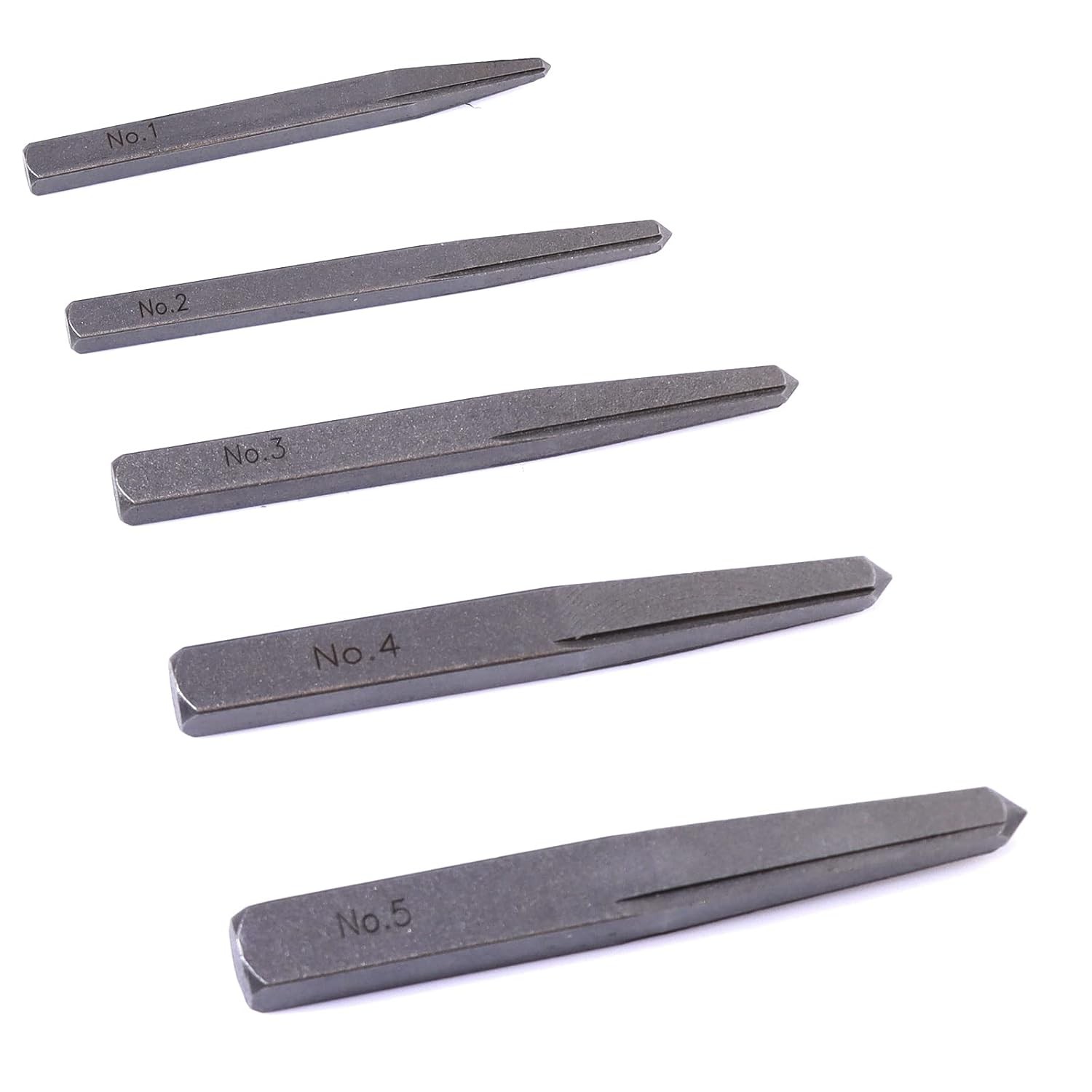 5 Pieces Easy Out Bolt Extractor Set, Straight Fluted Screw Extractor, Broken Da