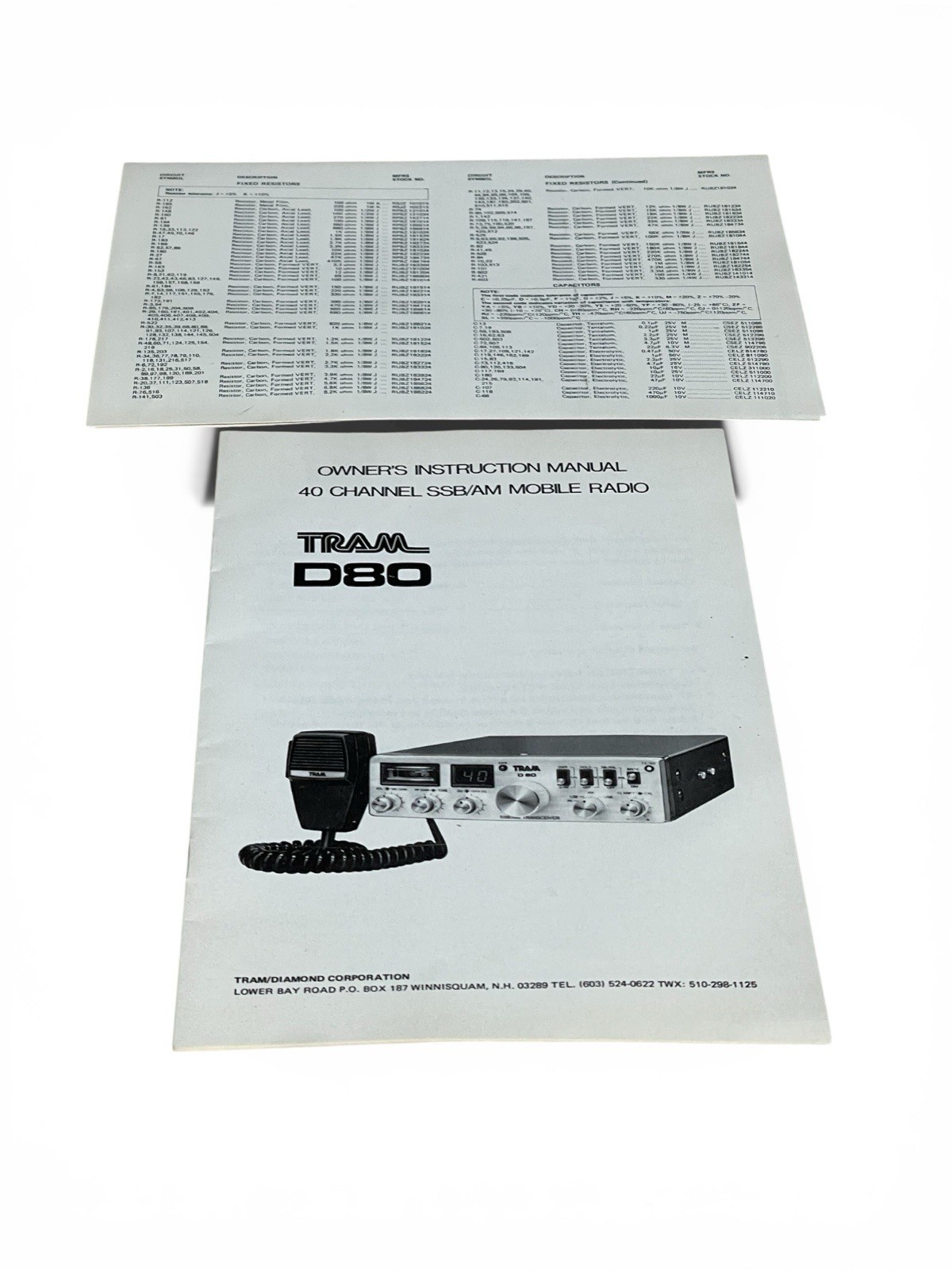 TRAM D80 40 Channel AM/SSB Mobile Radio Owners Manual/ Schematics / Parts List