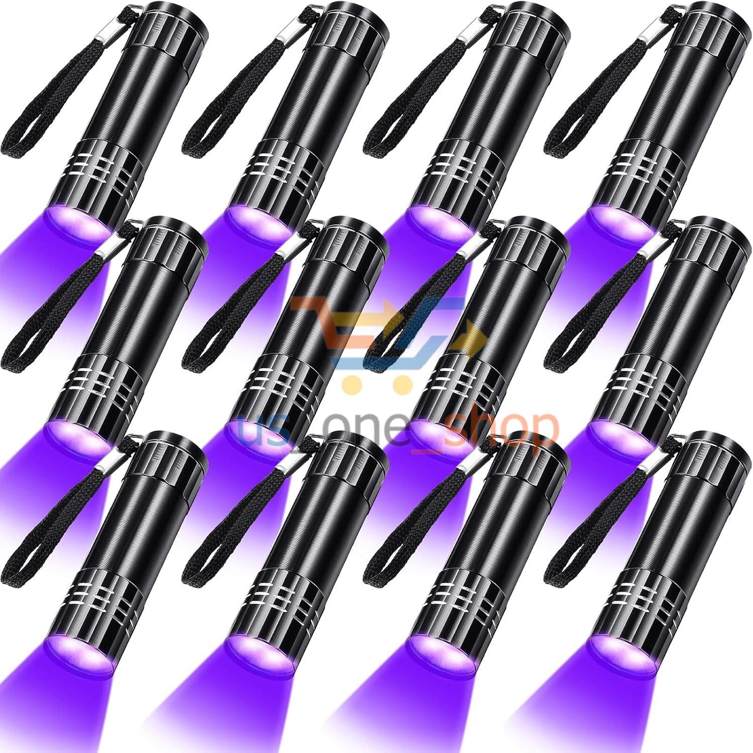 12PC UV Blacklight Flashlights LED Handheld Mini Light Flashlight Small Portable