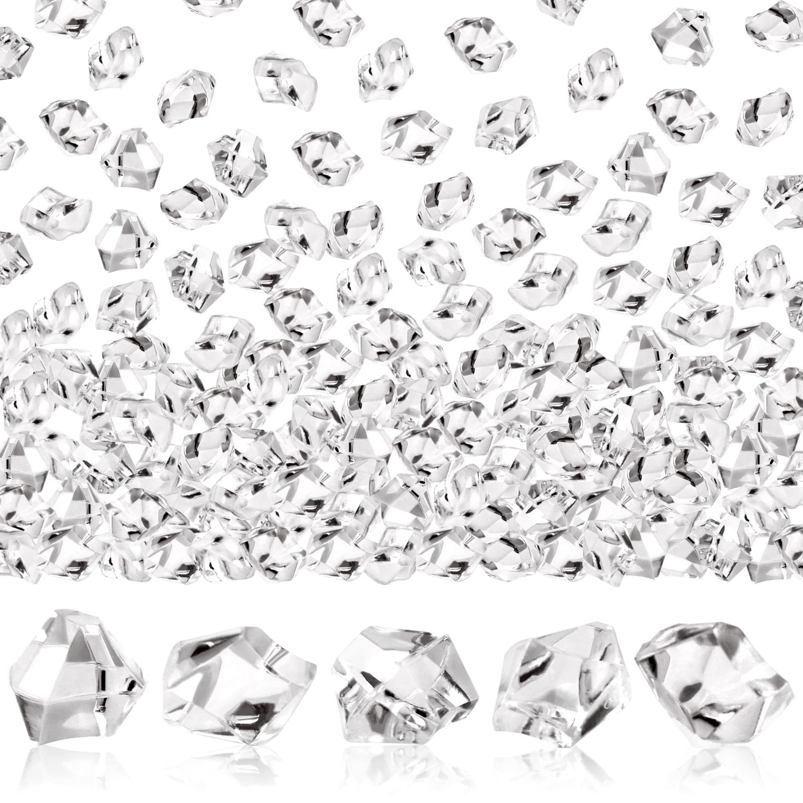 UPlama 600PCS Fake Crushed Ice Rocks, Acrylic Diamond 0.4 inches, Clear