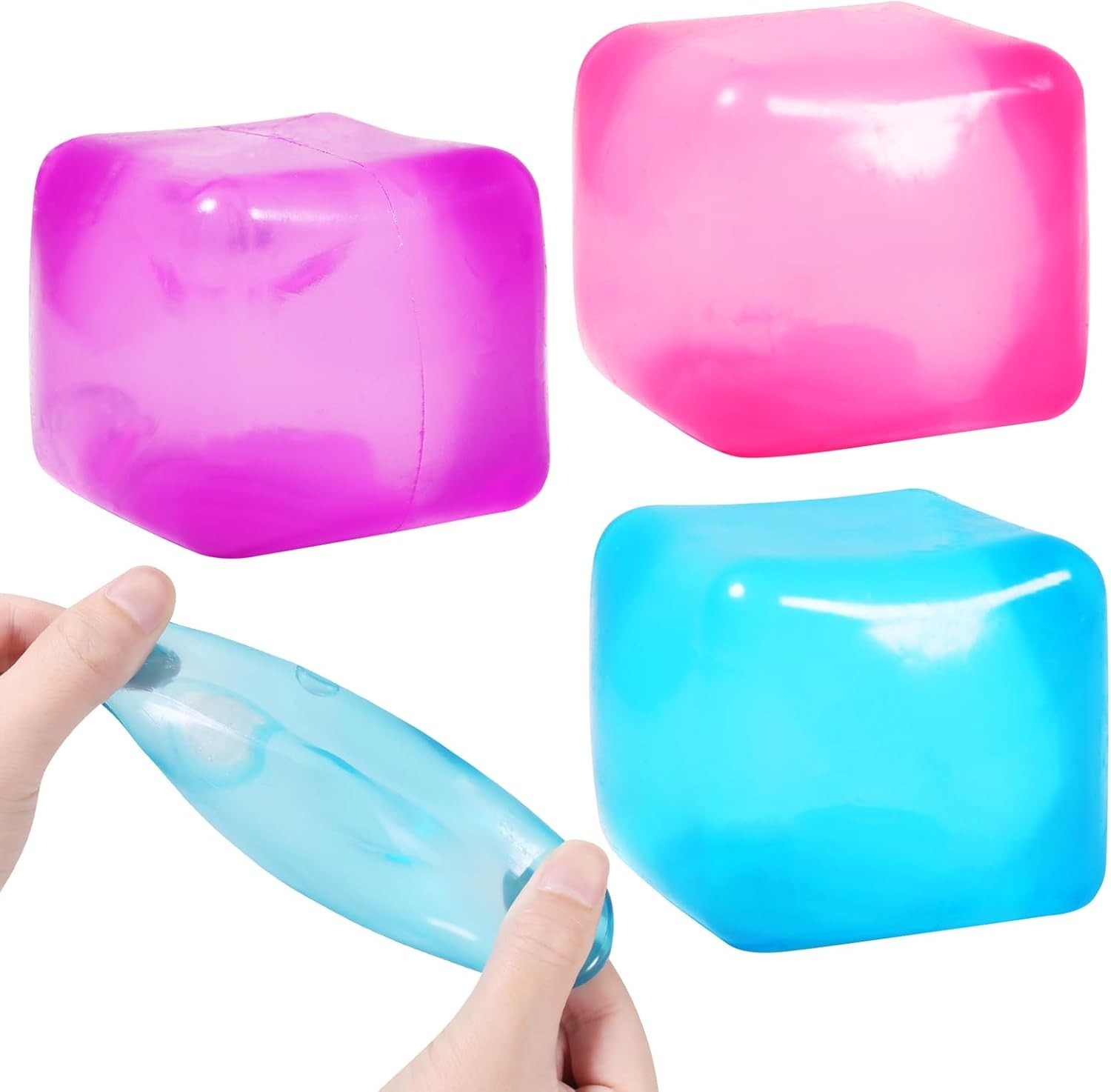 3 PACK Nee Doh Nice Cube Super Solid Squish - Blue Purple Pink - Brand New
