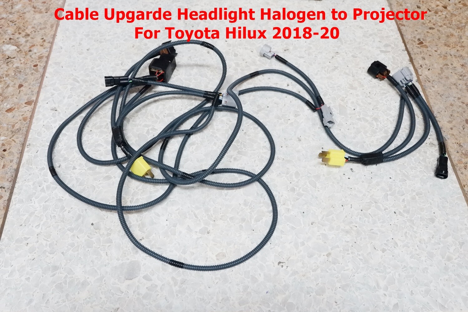 UPGRADE HEAD LIGHT TO LED PROJECTOR  HARNESSES WIRING FOR TOYOTA HILUX 2018-20