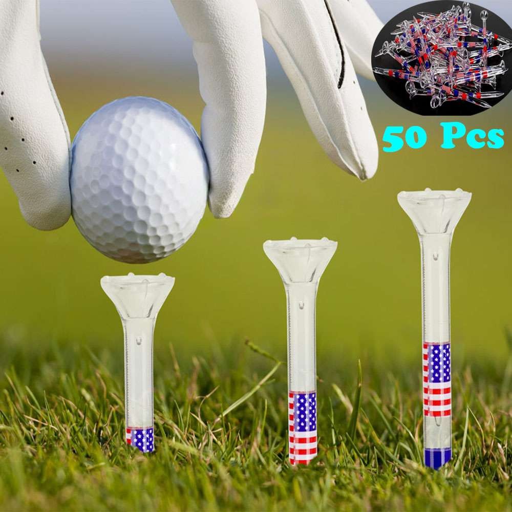 50Pcs Golf Tees Unbreakable Golf Plastic Golf Tees 3 1/4" Transparent Acrylic US