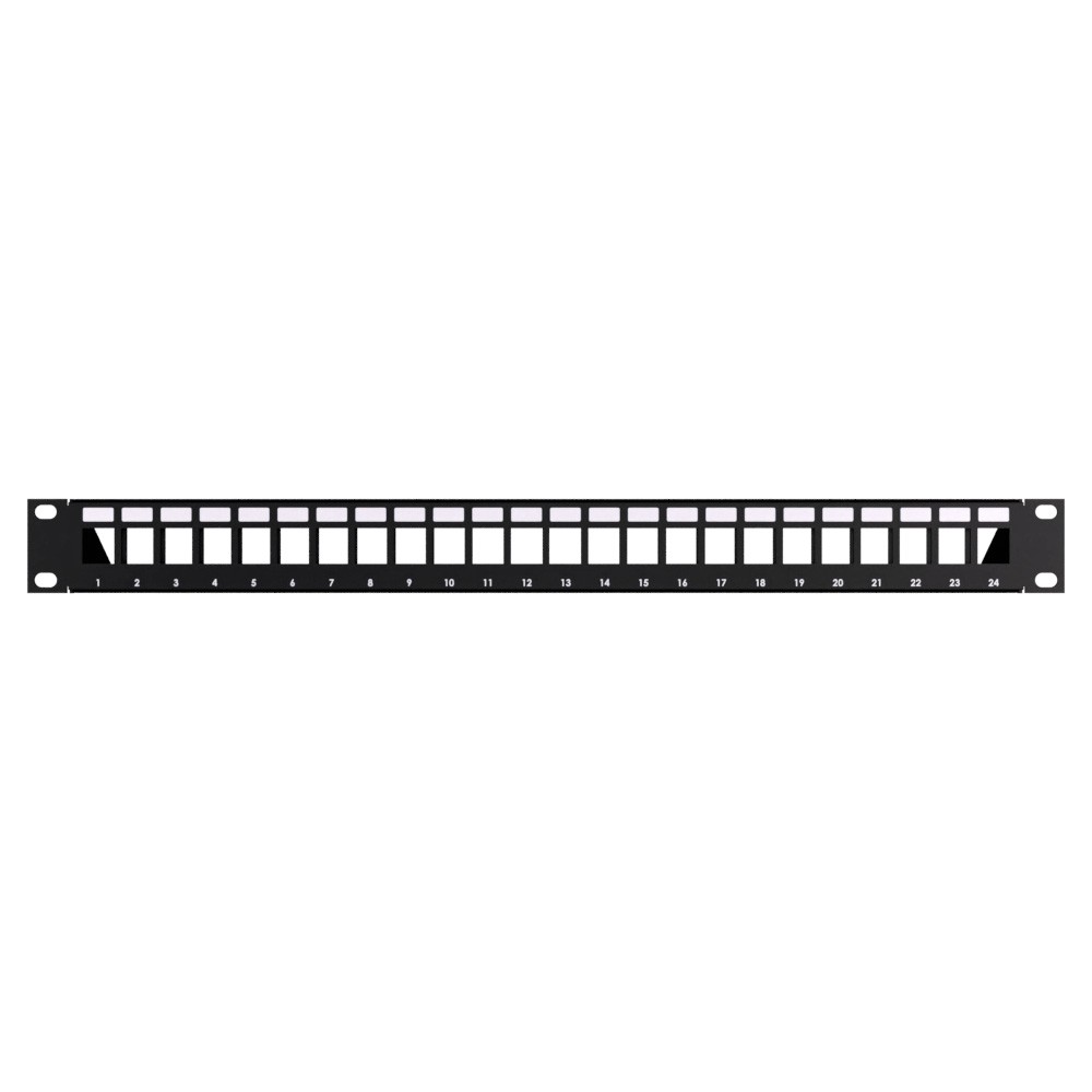 NavePoint Shielded 24-Port Blank Keystone  Patch Panel 1U, Black