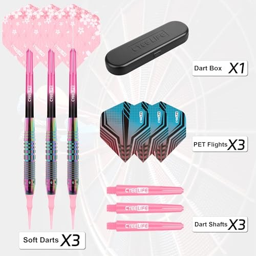 Soft Tip Darts Set - Professional Darts Plastic Tip Sets with Brass Barrel +