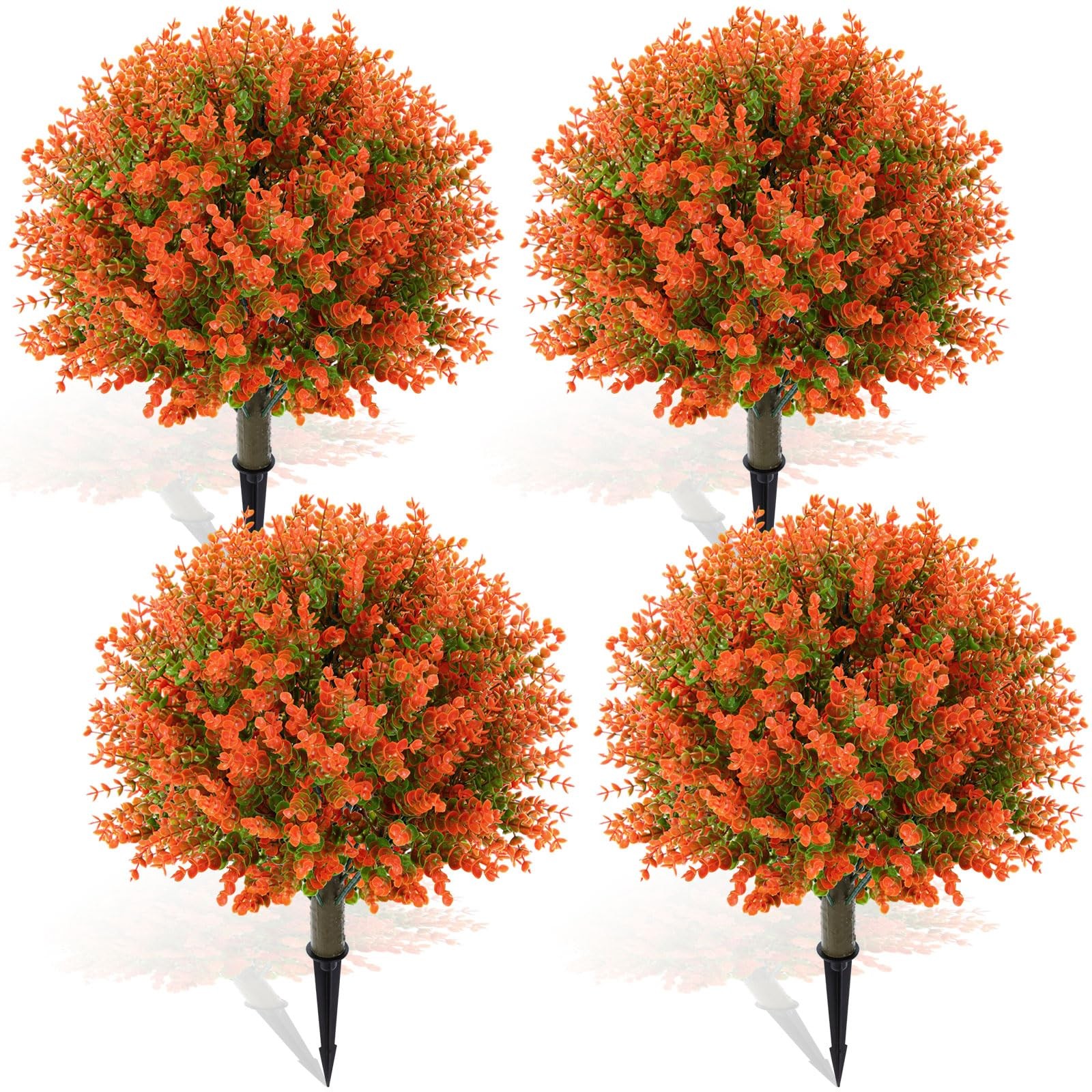 Yunlly 4 Pcs 18 Inch Fall Artificial Boxwood Ball Topiary Tree Outdoor Plants Bu