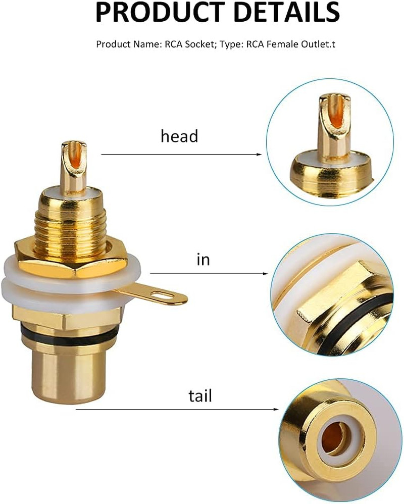 4Pcs Audio Terminal Jack Panel Mount RCA Lotus Head Welding Female Socket Connec