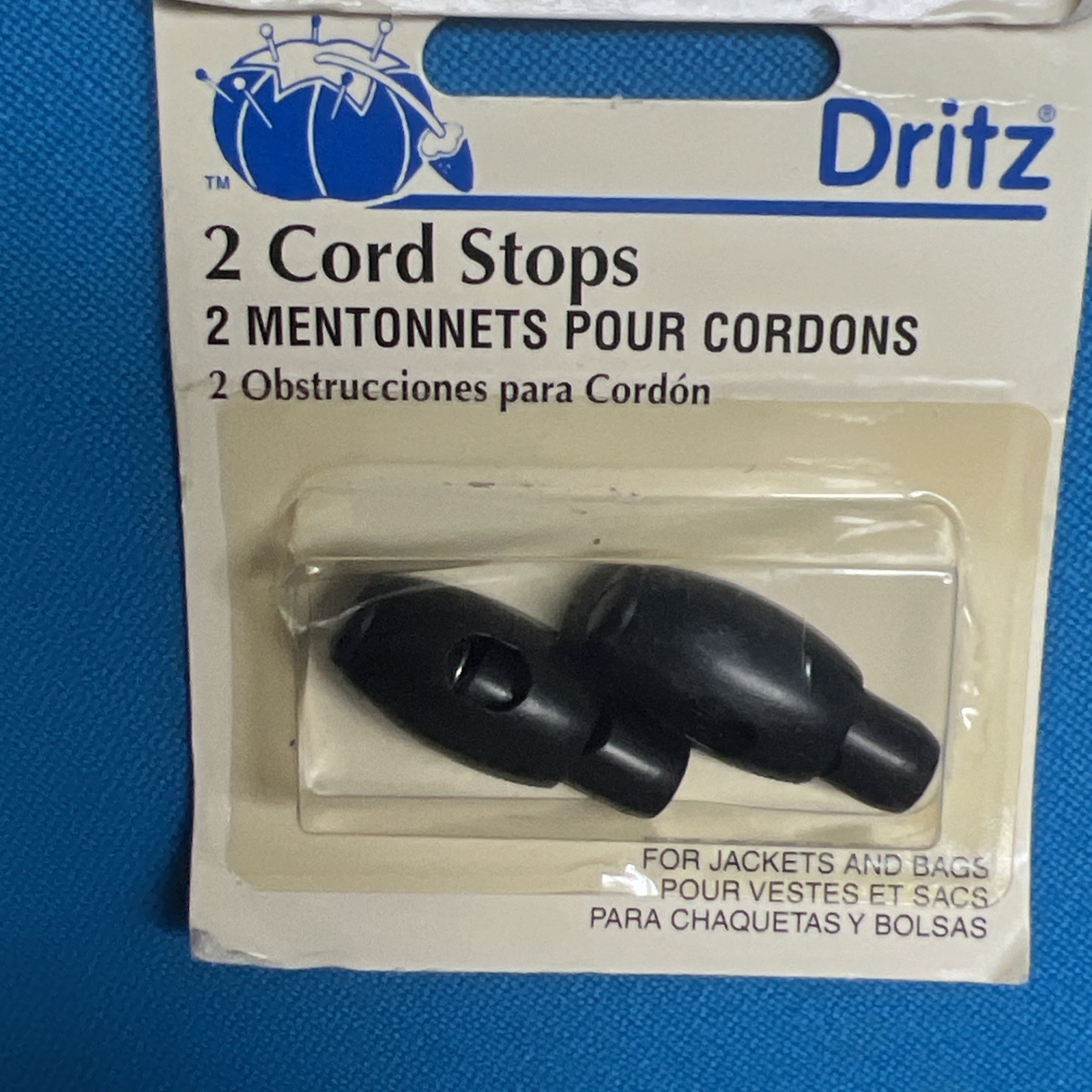 Dritz 469-1 Cord Stops for Drawstrings on Garment and Bags, Black 2 Packs = 4