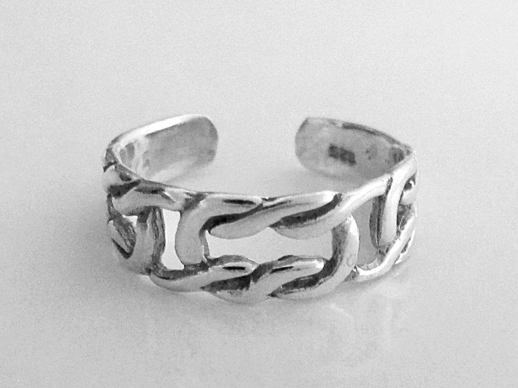 Sterling Silver square knots dainty size small adjustable toe ring