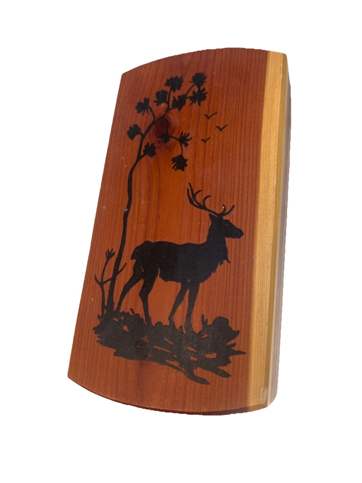 Vtg. Cedar Deer Design Trinket Box Yosemite National Park Souvenir 6"x3"x2"