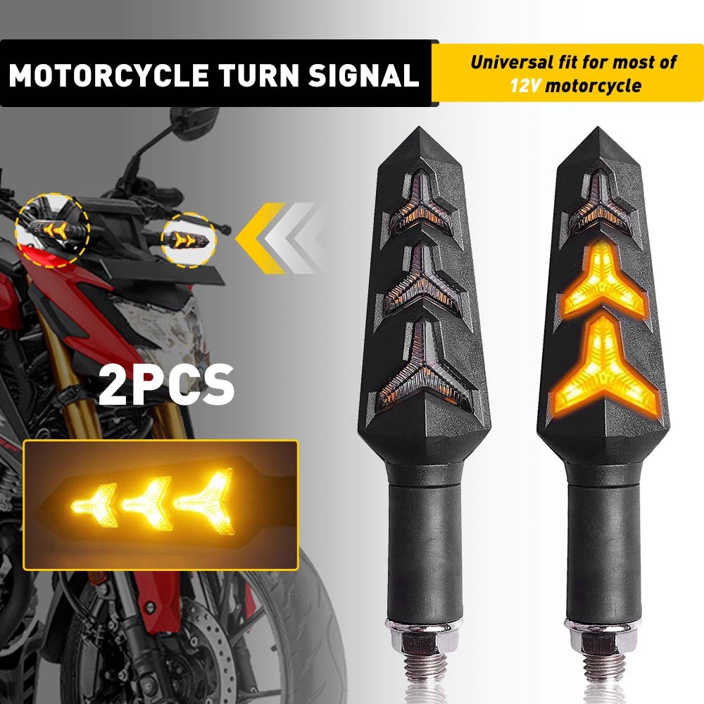 Motorcycle Turn Signal Lights Indicators Flowing LED 12V Mini Stalk Arrow Lights