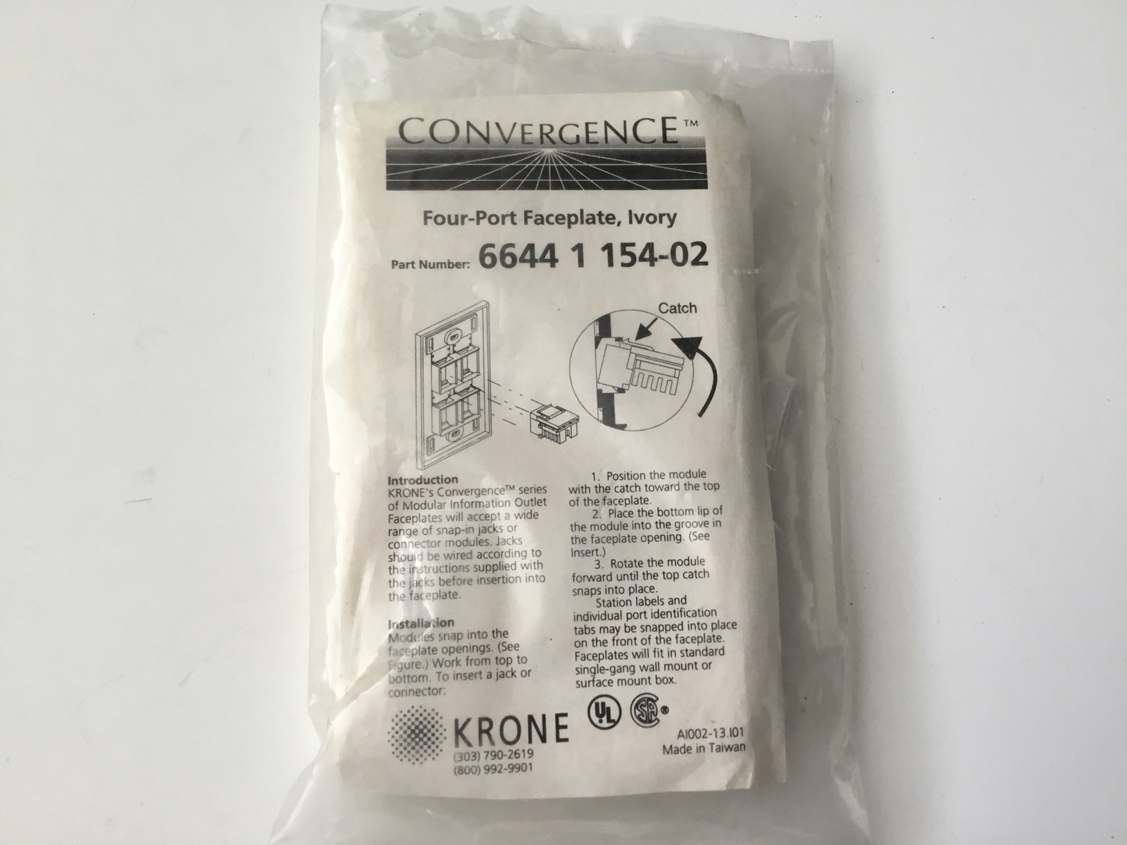 Krone Convergence Four-Part Faceplate, Ivory, 6644 1 154-02