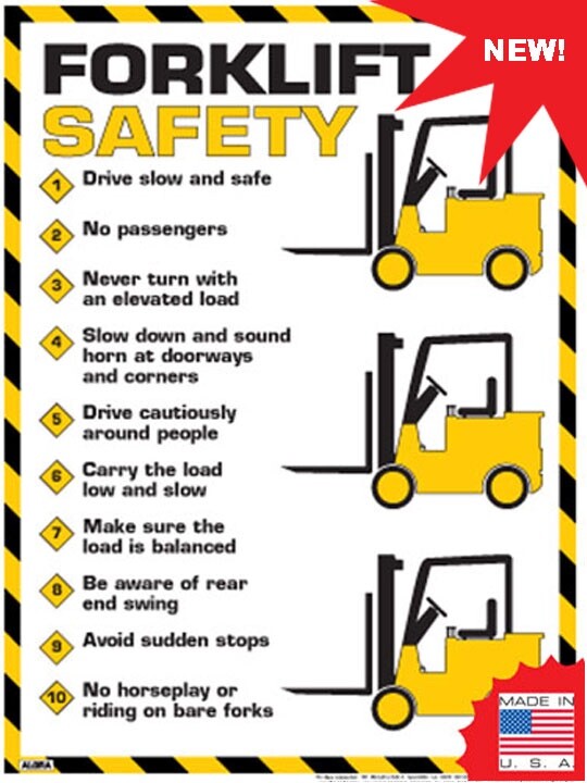 Forklift Safety Rules Poster 24" x 36" Laminated