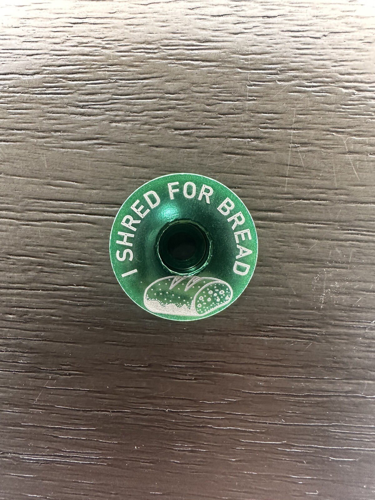 I Shred For Bread Bicycle Headset Top Cap 1 1/8" Green Stem Bike