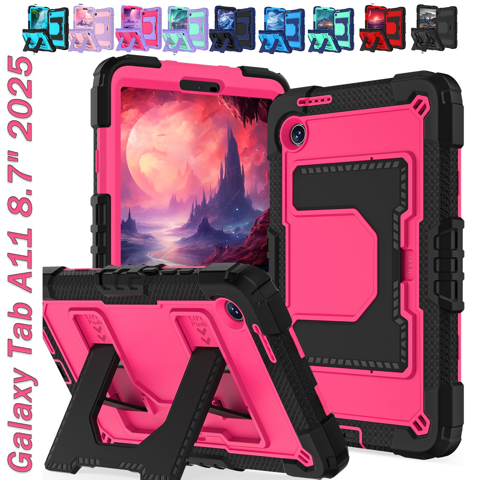 Rugged Stand Case Cover w/ Shoulder Strap For Samsung Galaxy Tab A11 8.7'' 2025