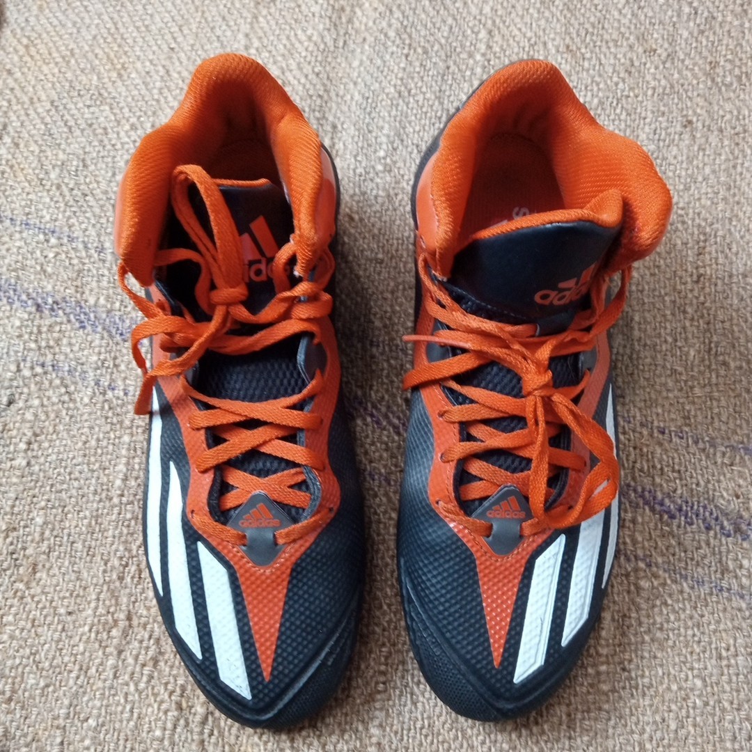 Adidas Orange Black Football soccer futbol Grass Cleats quickframe iron skin us9