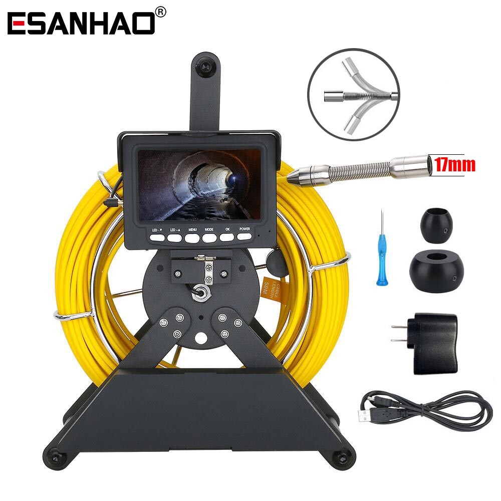 30M Sewer Camera Endoscope Camera 4.3inch Monitor 17mm Pipe Inspection Camera