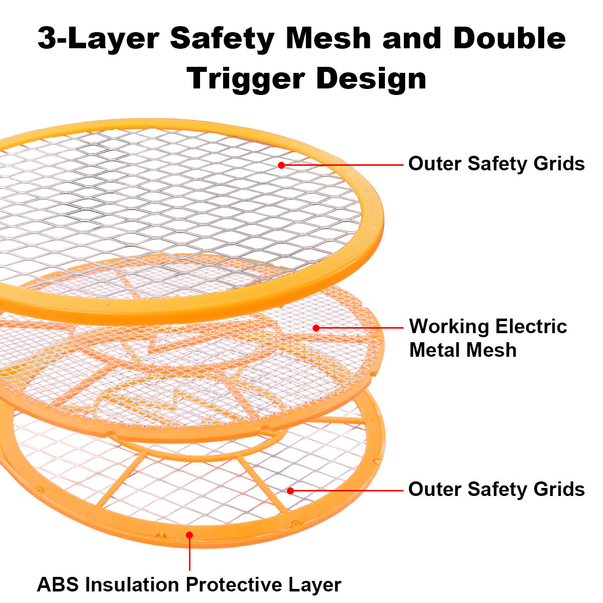 2Pcs Electric Mosquito Fly Swatter Pest Insect Killer Handheld Bug Zapper Racket