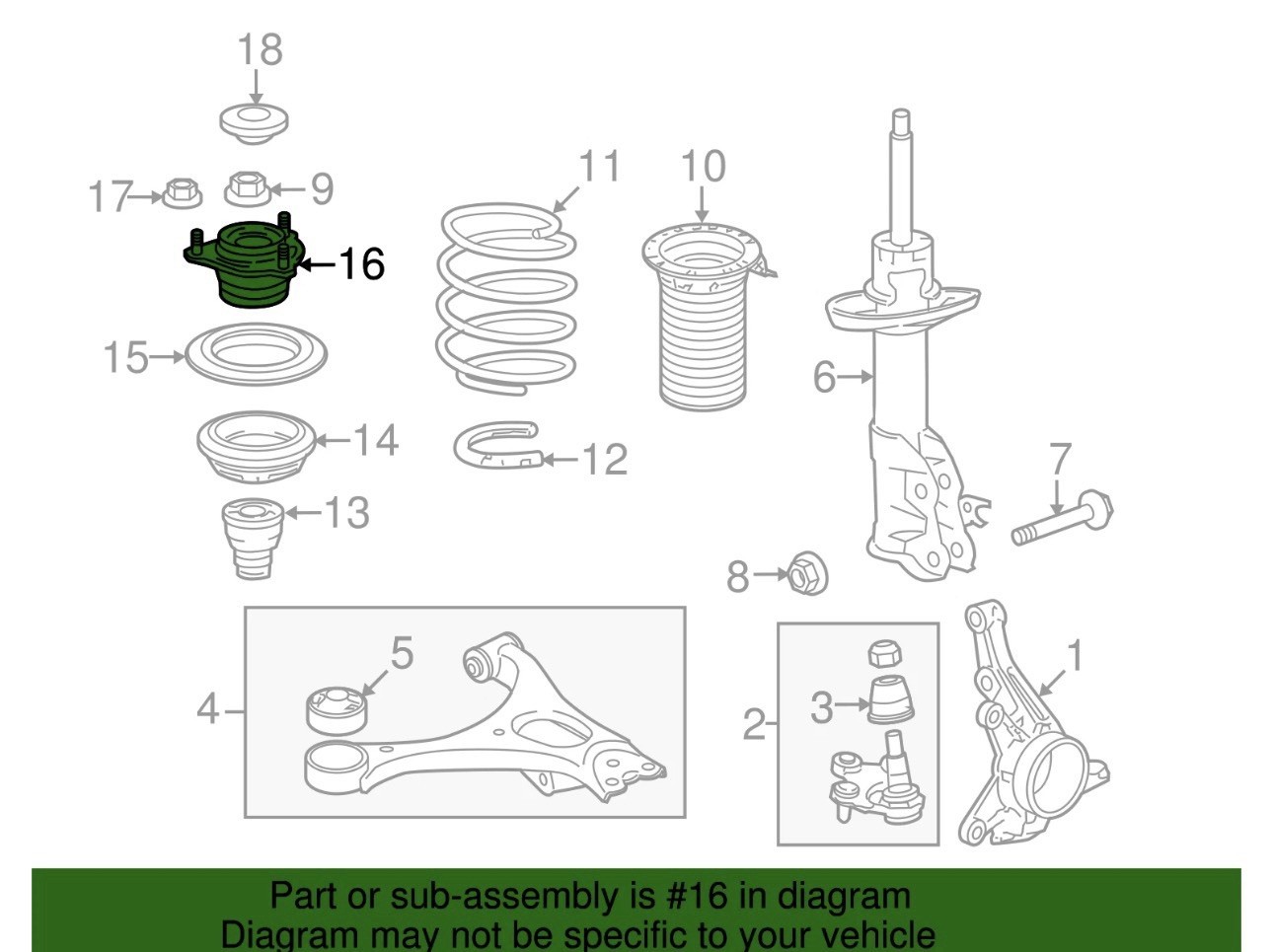 Genuine Honda Upper Mount 51920-TR0-A11